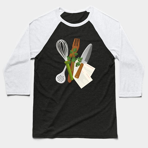 Utensil Pile Baseball T-Shirt by SWON Design